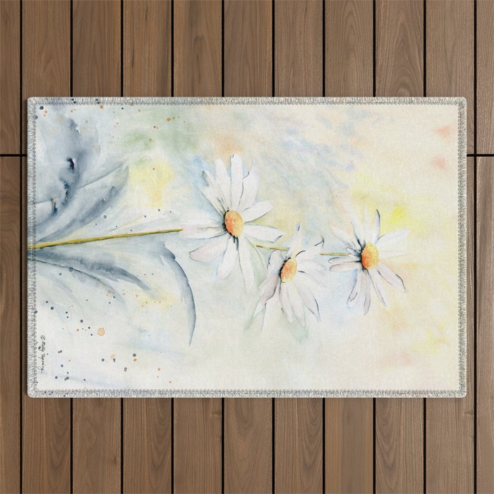 White Daisies Outdoor Rug Gallery Image 1