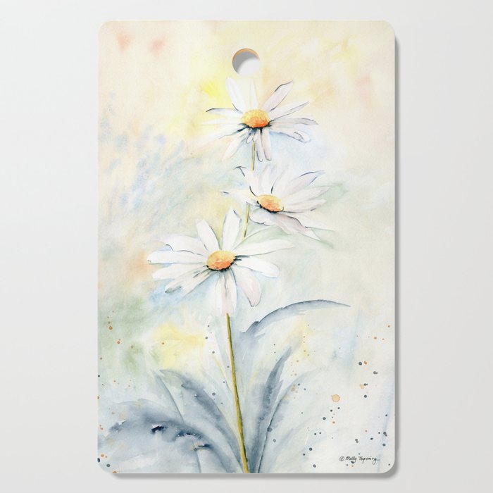 White Daisies Cutting Board Gallery Image 1