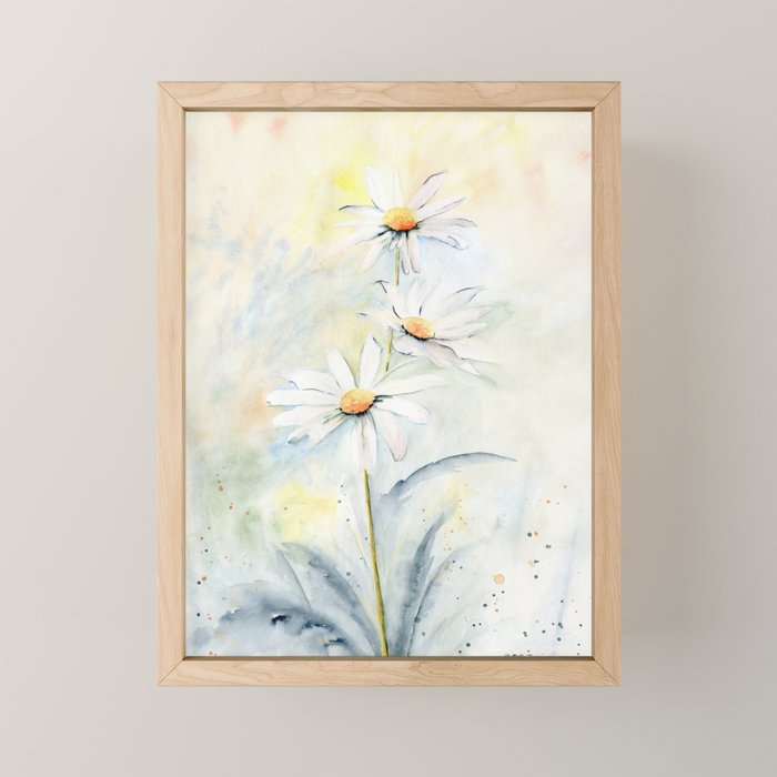 White Daisies Mini Art Print Gallery Image 1
