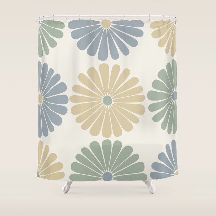Retro Summer Daisies II Shower Curtain Gallery Image 1