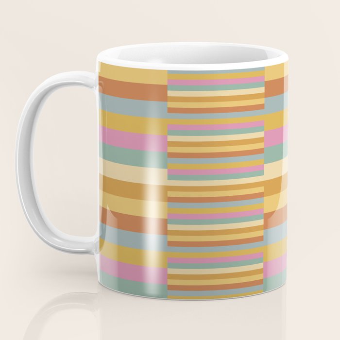 Mixed Stripes Pattern XVIII Retro Rainbow Coffee Mug Gallery Image 3