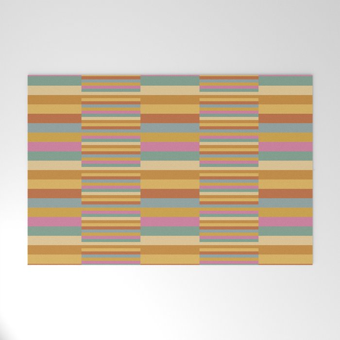 Mixed Stripes Pattern XVIII Retro Rainbow Welcome Mat Gallery Image 1