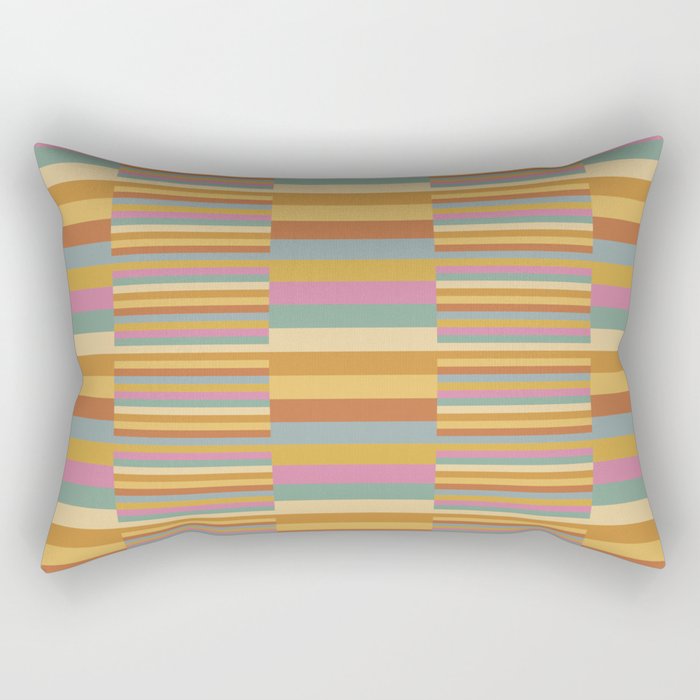 Mixed Stripes Pattern XVIII Retro Rainbow Rectangular Pillow Gallery Image 1