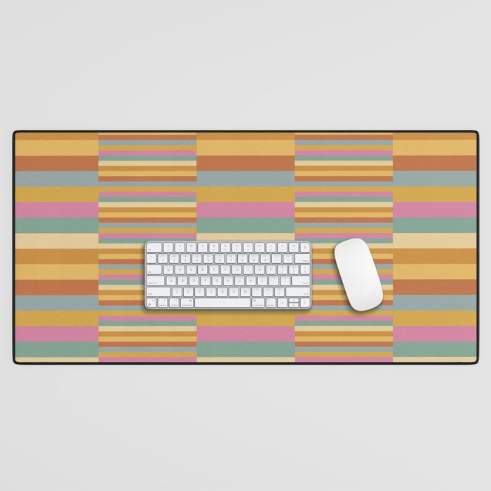 Mixed Stripes Pattern XVIII Retro Rainbow Desk Mat Gallery Image 1
