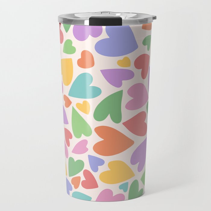 Retro Colorful Hearts Travel Mug Gallery Image 1