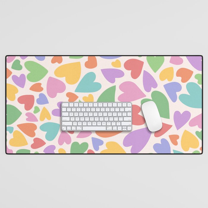 Retro Colorful Hearts Desk Mat Gallery Image 1