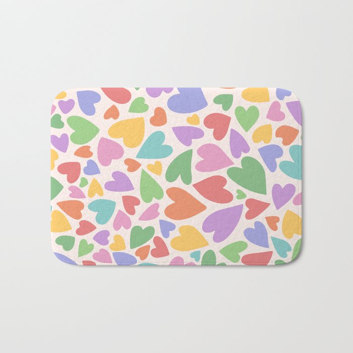 Retro Colorful Hearts Bath Mat Gallery Image 1