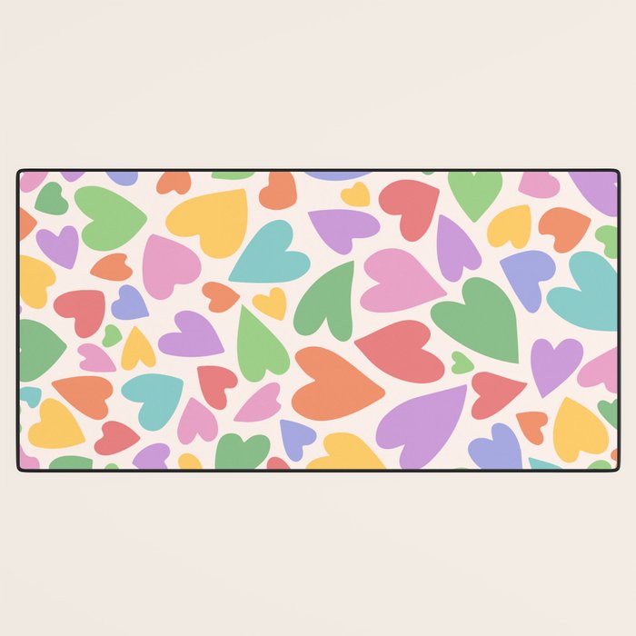 Retro Colorful Hearts Desk Mat Gallery Image 3