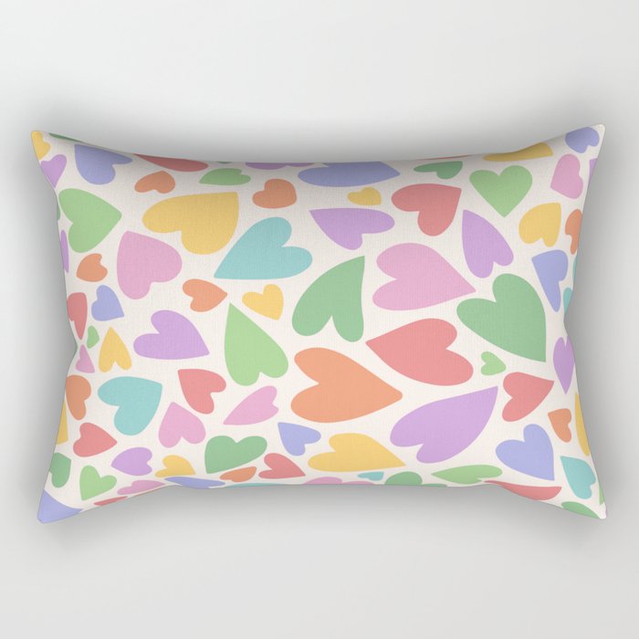 Retro Colorful Hearts Rectangular Pillow Gallery Image 1