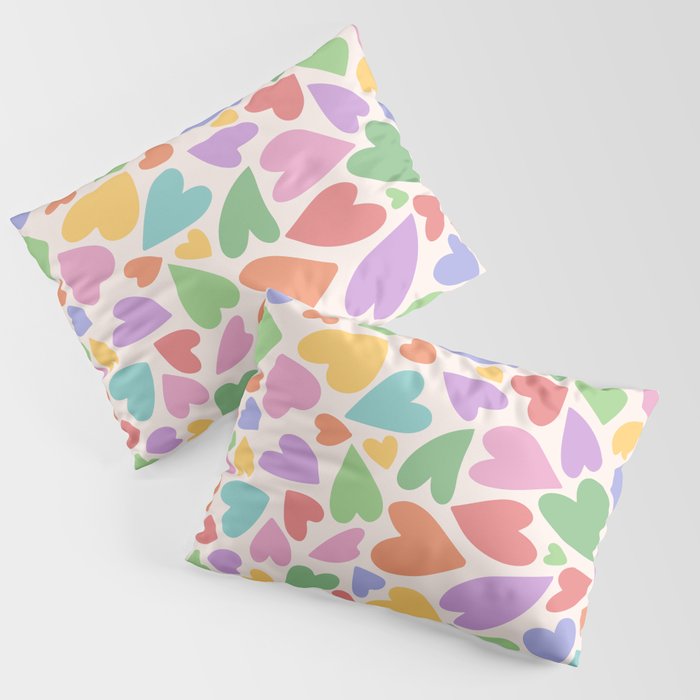 Retro Colorful Hearts Pillow Sham Gallery Image 3