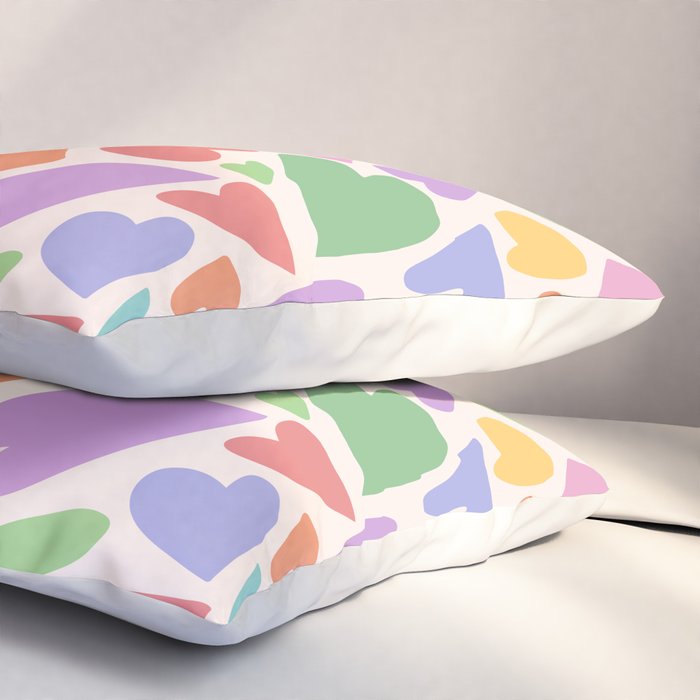 Retro Colorful Hearts Pillow Sham Gallery Image 3