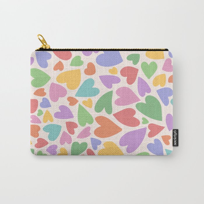 Retro Colorful Hearts Carry All Pouch Gallery Image 1