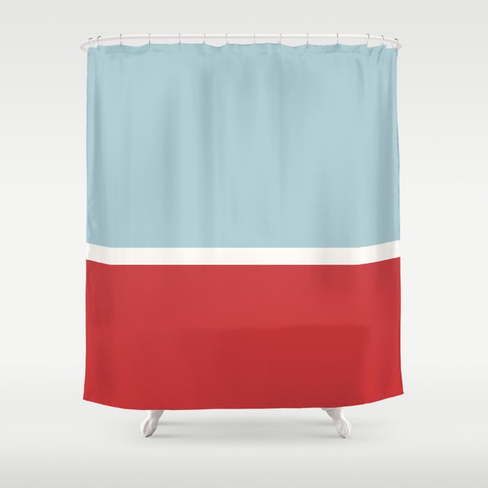 Color Block I Blue Red Shower Curtain Gallery Image 1