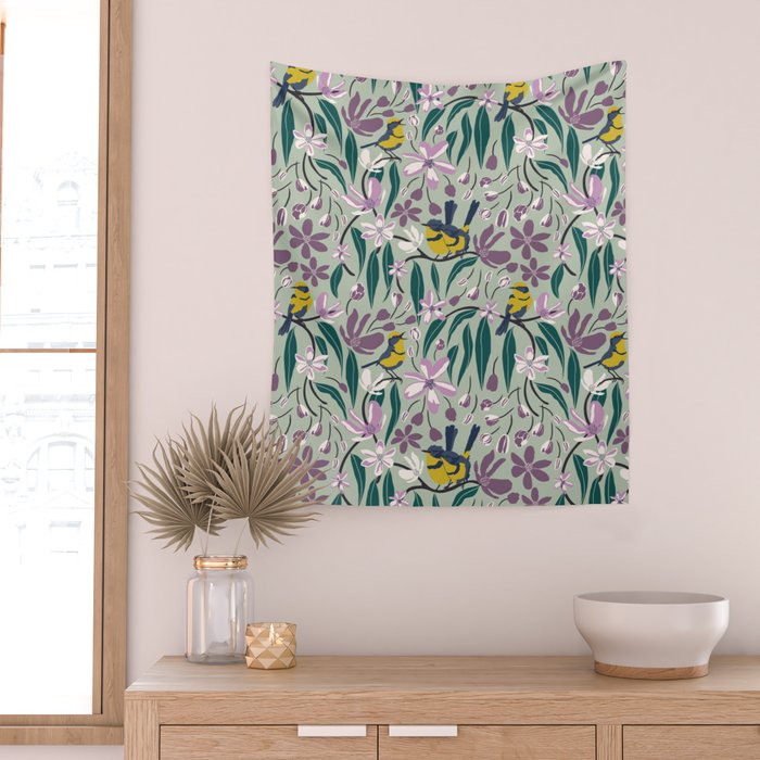 Spring Melody- Wrens Wall Tapestry Gallery Image 2