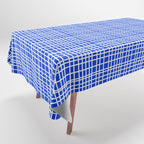 Royal Blue Fine Weave Retro Mid Century Modern Minimalist Woven Line Pattern Tablecloth Gallery Image 1