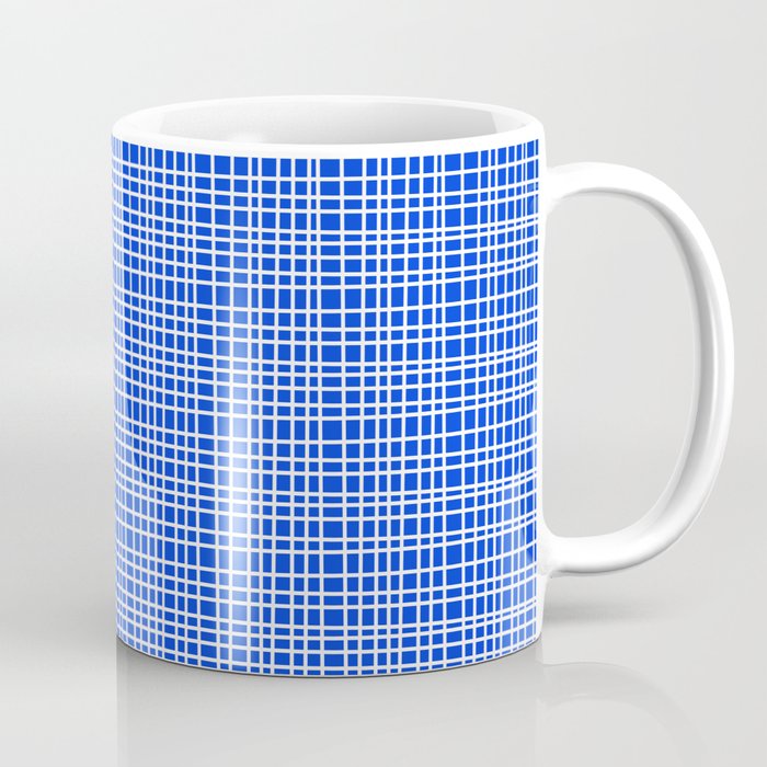 Royal Blue Fine Weave Retro Mid Century Modern Minimalist Woven Line Pattern Coffee Mug Gallery Image 1