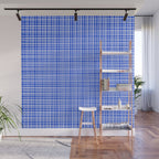 Royal Blue Fine Weave Retro Mid Century Modern Minimalist Woven Line Pattern Wall Mural Gallery Image 1