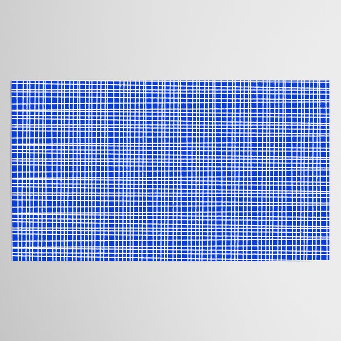 Royal Blue Fine Weave Retro Mid Century Modern Minimalist Woven Line Pattern Tablecloth Gallery Image 2