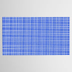Royal Blue Fine Weave Retro Mid Century Modern Minimalist Woven Line Pattern Tablecloth Gallery Image 2