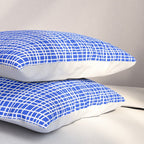 Royal Blue Fine Weave Retro Mid Century Modern Minimalist Woven Line Pattern Pillow Sham Gallery Image 3