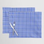 Royal Blue Fine Weave Retro Mid Century Modern Minimalist Woven Line Pattern Placemat Gallery Image 1