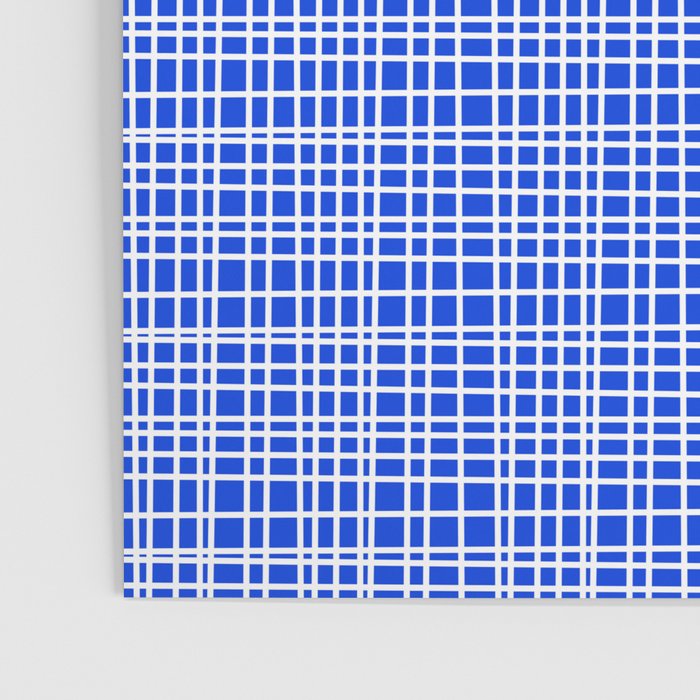 Royal Blue Fine Weave Retro Mid Century Modern Minimalist Woven Line Pattern Poster Gallery Image 3