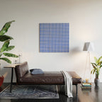 Royal Blue Fine Weave Retro Mid Century Modern Minimalist Woven Line Pattern Wood Wall Art Gallery Image 2