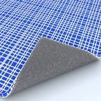 Royal Blue Fine Weave Retro Mid Century Modern Minimalist Woven Line Pattern Rug Gallery Image 4