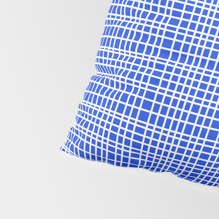Royal Blue Fine Weave Retro Mid Century Modern Minimalist Woven Line Pattern Pillow Sham Gallery Image 4