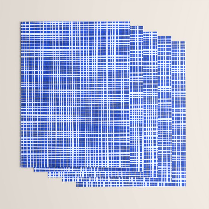 Royal Blue Fine Weave Retro Mid Century Modern Minimalist Woven Line Pattern Wrapping Paper Gallery Image 3