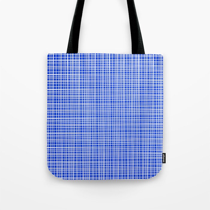 Royal Blue Fine Weave Retro Mid Century Modern Minimalist Woven Line Pattern Tote Bag Gallery Image 1