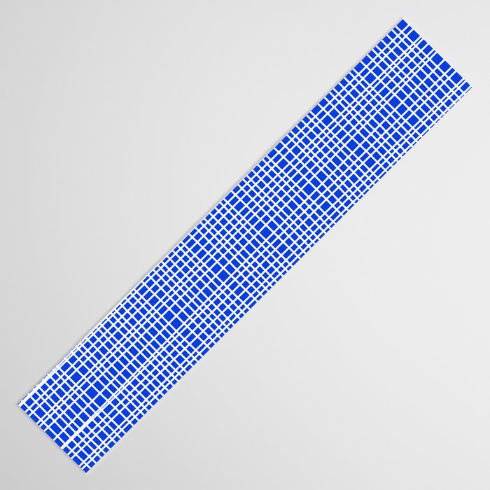 Royal Blue Fine Weave Retro Mid Century Modern Minimalist Woven Line Pattern Table Runner Gallery Image 3
