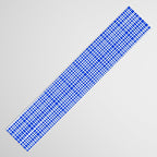 Royal Blue Fine Weave Retro Mid Century Modern Minimalist Woven Line Pattern Table Runner Gallery Image 3