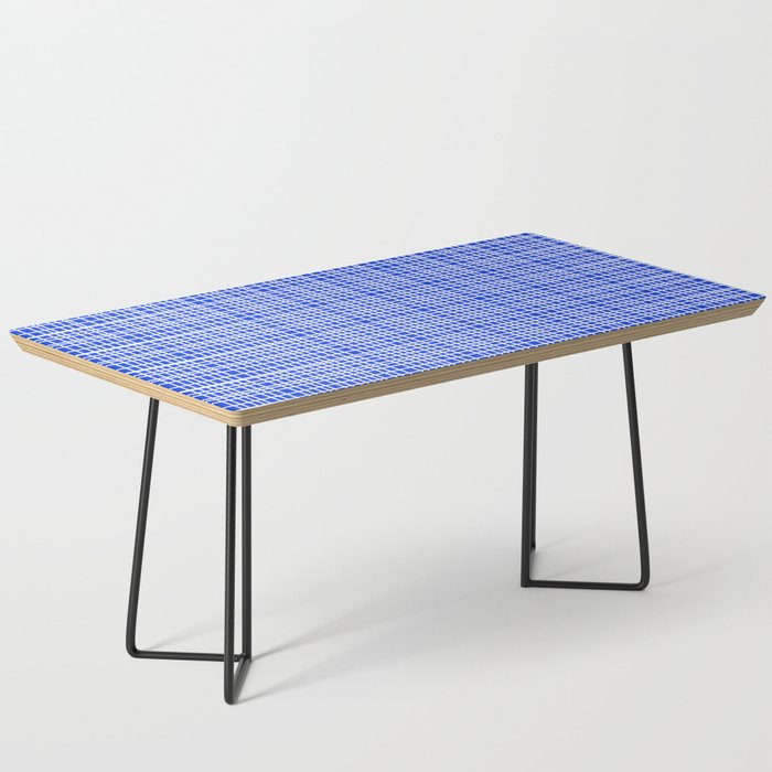 Royal Blue Fine Weave Retro Mid Century Modern Minimalist Woven Line Pattern Coffee Table Gallery Image 1