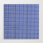 Royal Blue Fine Weave Retro Mid Century Modern Minimalist Woven Line Pattern Wood Wall Art Gallery Image 1