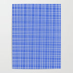 Royal Blue Fine Weave Retro Mid Century Modern Minimalist Woven Line Pattern Poster Gallery Image 4