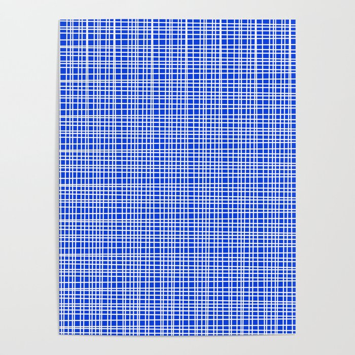 Royal Blue Fine Weave Retro Mid Century Modern Minimalist Woven Line Pattern Poster Gallery Image 4