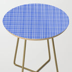 Royal Blue Fine Weave Retro Mid Century Modern Minimalist Woven Line Pattern Side Table Gallery Image 2
