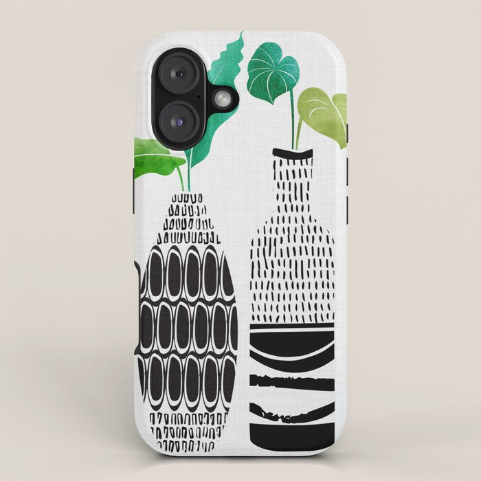 Plants in Black and White Vases iPhone Case Gallery Image 1