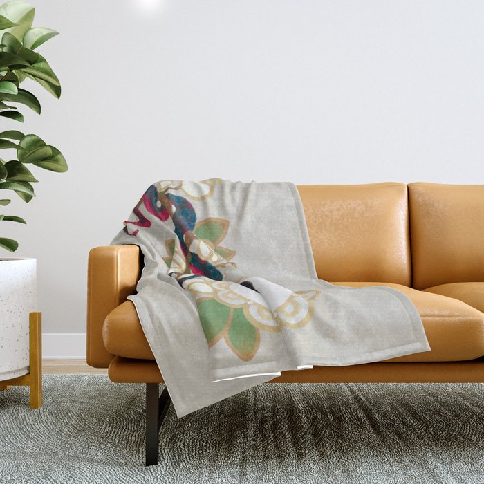 Snake and flowers 2 Throw Blanket Gallery Image 1