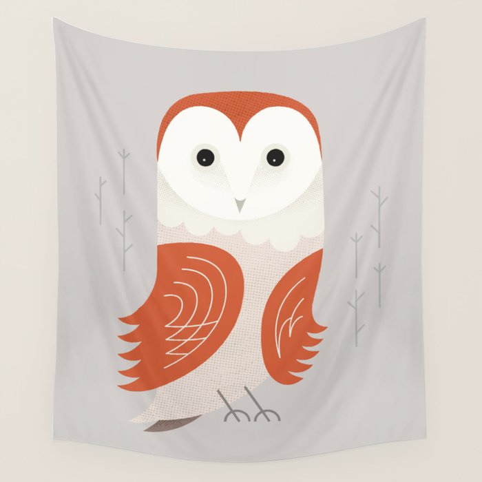 Barn Owl, Bird of United Kingdom Wall Tapestry Gallery Image 4