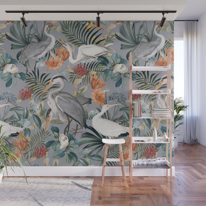 Floral and Birds Vintage Garden II Wall Mural Gallery Image 1