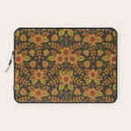 Orange, Peach, Olive Green & Dark Gray Floral Pattern Laptop Sleeve Gallery Image 1