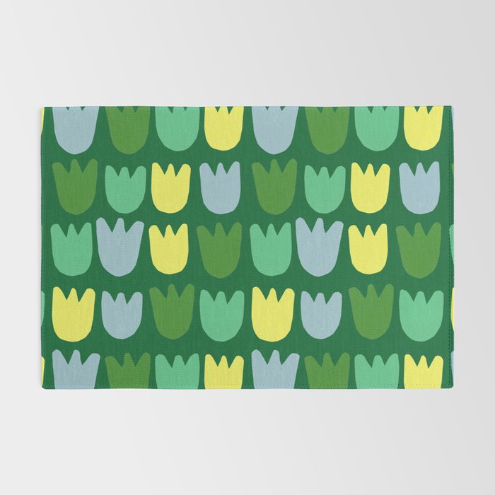Rows of Tulips in Bloom in Sage & Chartreuse Rug Gallery Image 2