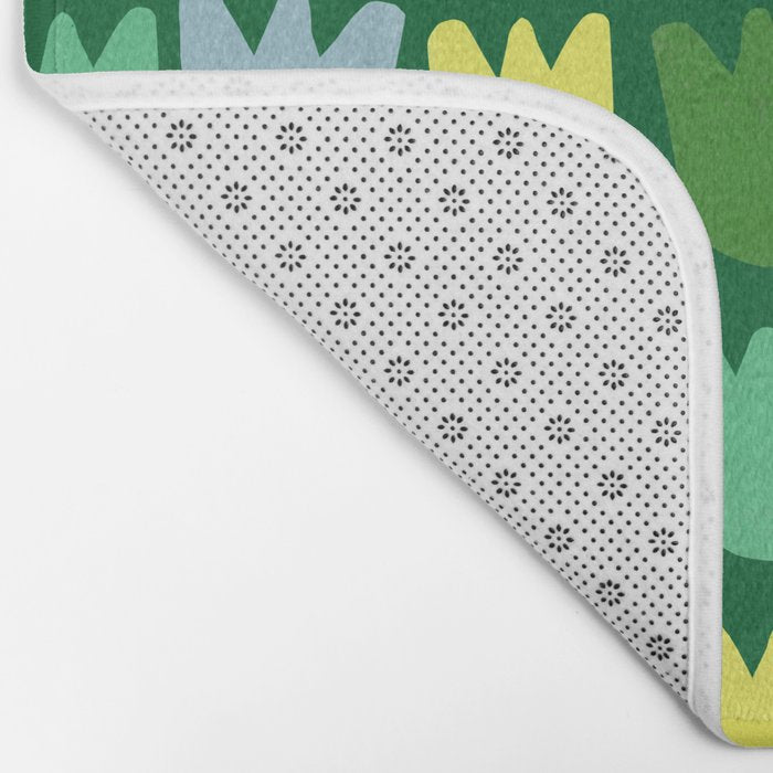 Rows of Tulips in Bloom in Sage & Chartreuse Bath Mat Gallery Image 2