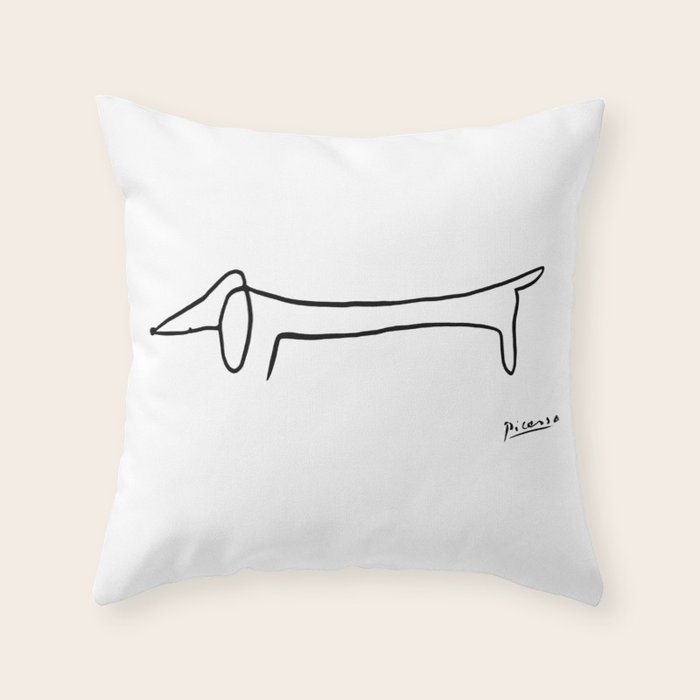 Picasso's sausage dog Throw Pillow Gallery Image 6