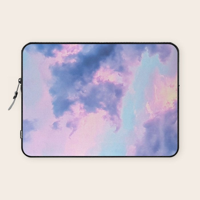 Pastel Purple Lilac Fluffy Fantasy Fairytale Sunset Clouds In The Sky Laptop Sleeve Gallery Image 1