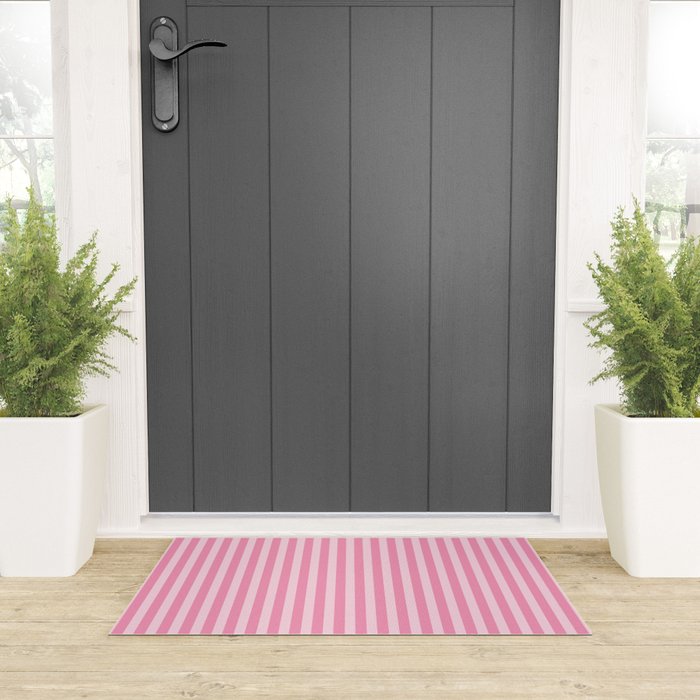 Striped Vertical 2 Pink Welcome Mat Gallery Image 3