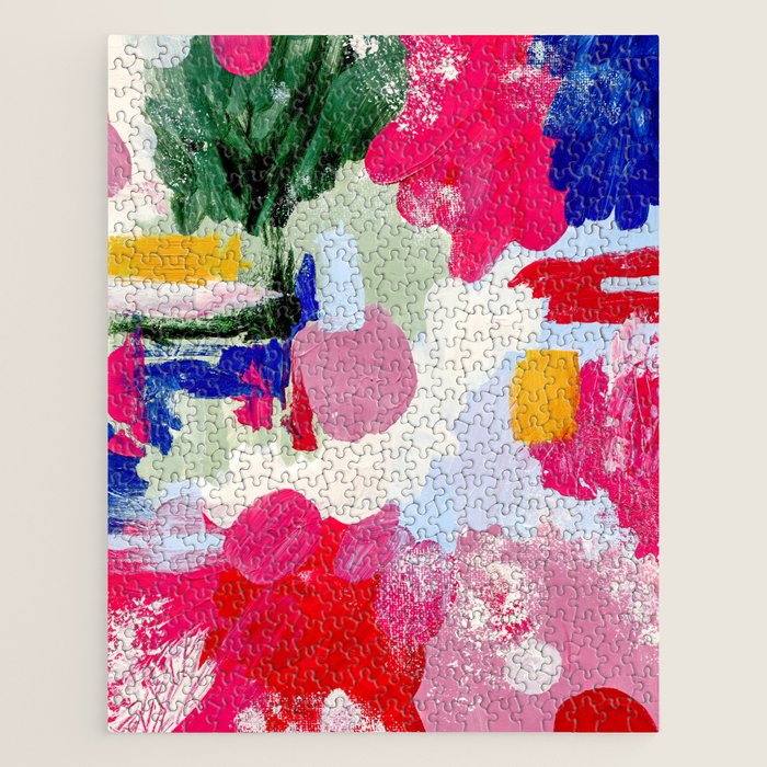 CANVAS: Viva Magenta 01 | Abstract Brushstrokes Jigsaw Puzzle Gallery Image 1