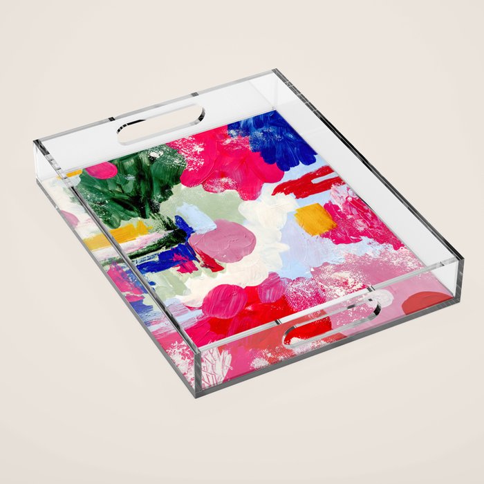 CANVAS: Viva Magenta 01 | Abstract Brushstrokes Acrylic Tray Gallery Image 1
